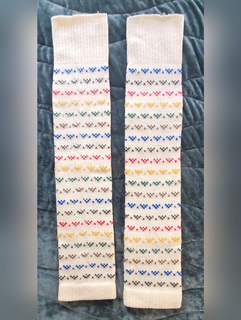 Source Unknown Cream Kids Leg Warmers with Multicolor Stripes